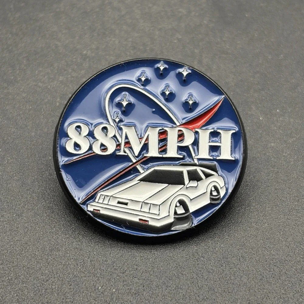 Back To The Future Delorean 88 MPH NASA Logo Lapel Hat Pin
